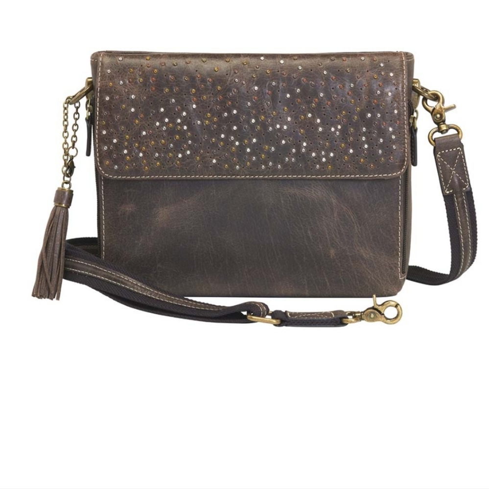 Gun Toten Mamas genuine brown leather conceal carry purse